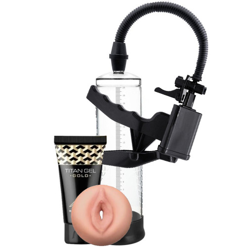 Erox Men's Pump Tabanca Mekanizma Penis Pompası ve Titan Jel Paket1