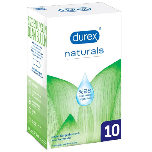 Durex Naturals Doğal Kayganlaştırıcılı 10'lu Prezervatif