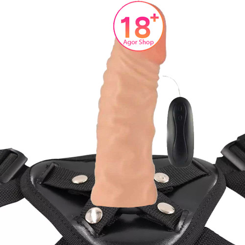 Devin Ultra Güçlü Belden Bağlamalı Realistik Titreşimli Penis 15 cm