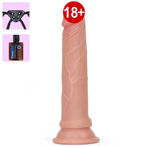 Ekstra Yumuşak Özel Çift Dokulu 18 cm Strapon Kemerli Realistik Penis