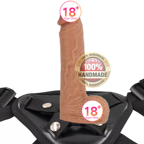 Best Sex Toys Gerçek Kıkırdalı Ten Dokusuna Sahip Gerçek Kemerli Dildo 20 cm