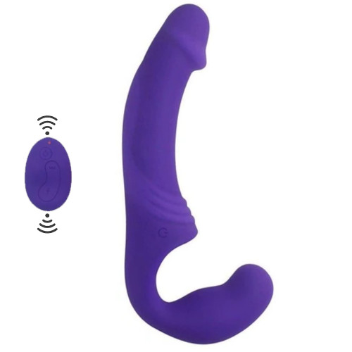 Aphrodisia Double Rider Remote Control Strapless Strap-On Şarjlı Vibratör-Purple