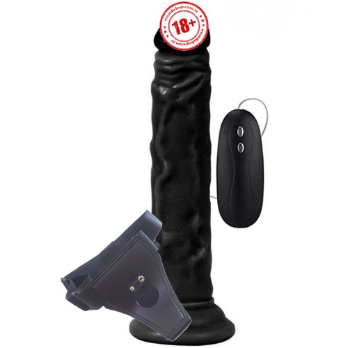 Dildo Series Naturo Strapon 18 cm Titreşimli Belden Bağlamalı Penis