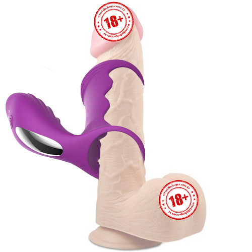 Erox Cockring Clitoral Stimulation Penis Kafesi & Penis Halkası (Mor)
