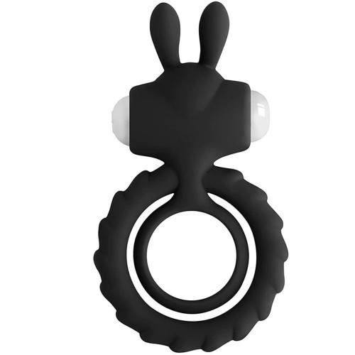 Erox Nuo Rabbit Clitoral Cock Ring Black Titreşimli Penis Halkası