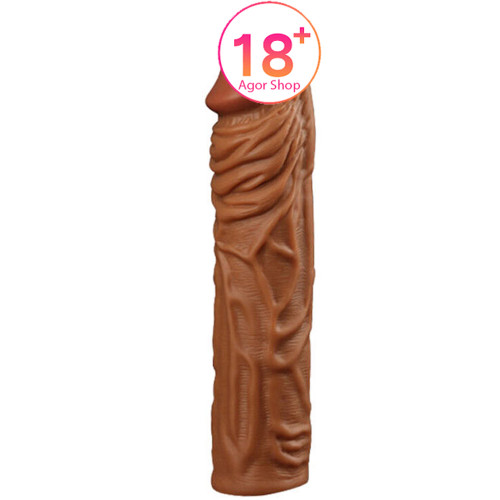 Erox Realistic Penis Sleeve Brown Realistik Penis Kılıfı 19 cm