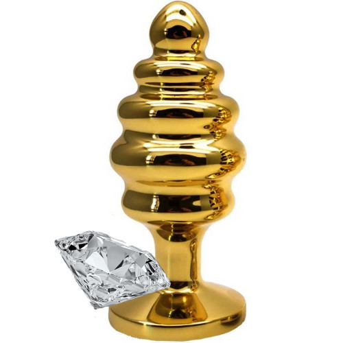 Erox Gold Small Beyaz Taşlı Boğumlu Anal Alıştırıcı Metal Plug