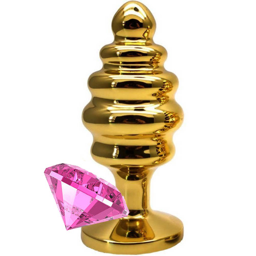 Dolce Piccante Ribbid Small Gold Pink Jewellery Plug Taşlı Metal Anal Plug