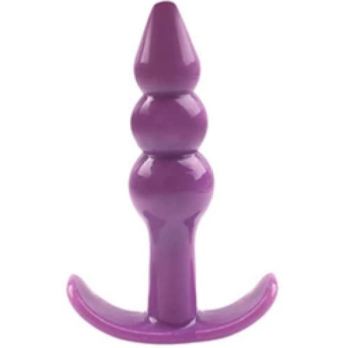 Sexual World Ribbled Anal Play Silicone Jelly Butt Plug Anal Alıştırıcı-Purple