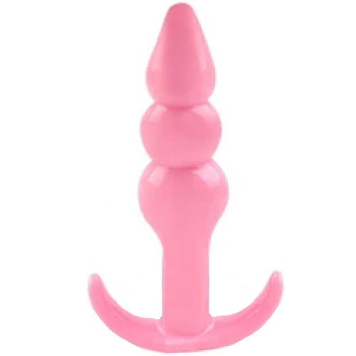 Sexual World Ribbled Anal Play Silicone Jelly Butt Plug Anal Alıştırıcı-Pink