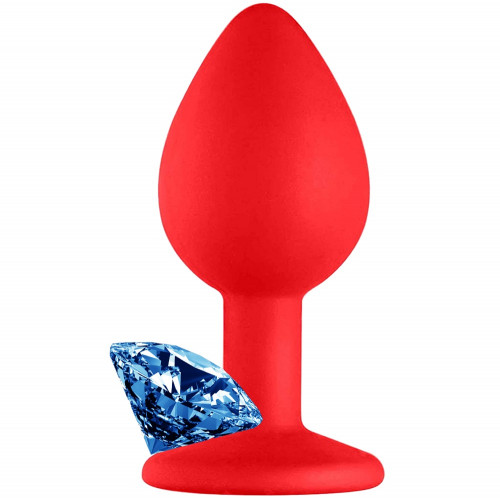 Erox Safe Body Red Silicone Small Mavi Taşlı Silikon Anal Plug