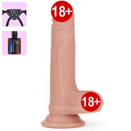 Çift Katmanlı Hassas Doku 18 cm Kemerli Strapon Realistik Penis