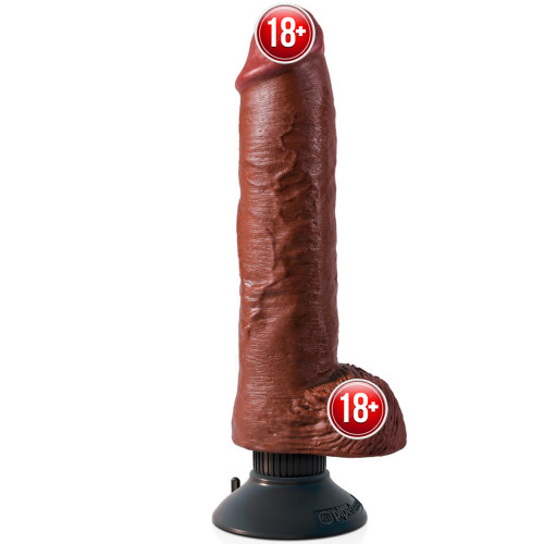 Pipedream King Cock 10 İnch Vibrating With Cock Balls Brown Titreşimli Penis