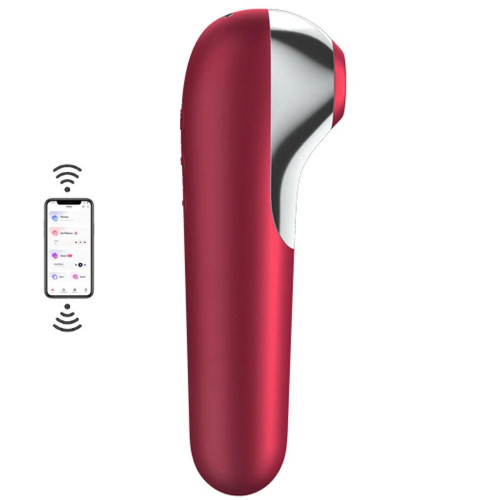 Satisfyer Dual Love Sucking Massager Telefon Kontrollü Emiş Güçlü Vibratör-Red