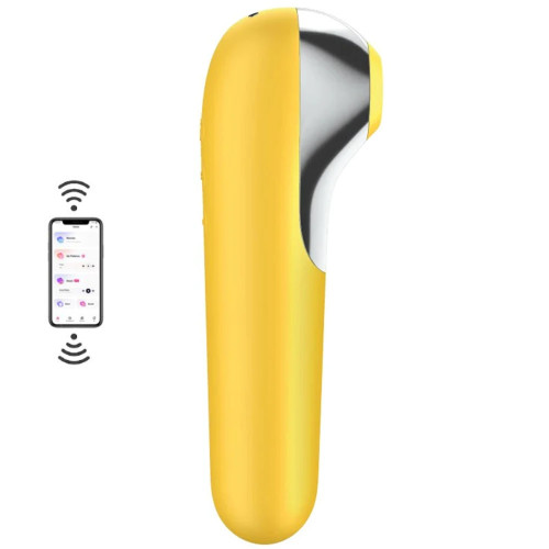 Satisfyer Dual Love Sucking Massager Telefon Kontrollü Emiş Güçlü Vibratör-Yellow