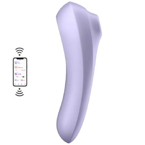 Satisfyer Dual Pleasure Sucking Massager Telefon Kontrollü Emiş Güçlü Vibratör-Lilac