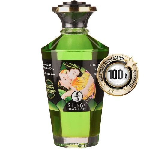 Shunga Aphrodisiac Warming Oil 100 ml Yeşil Çaylı Masaj Yağı