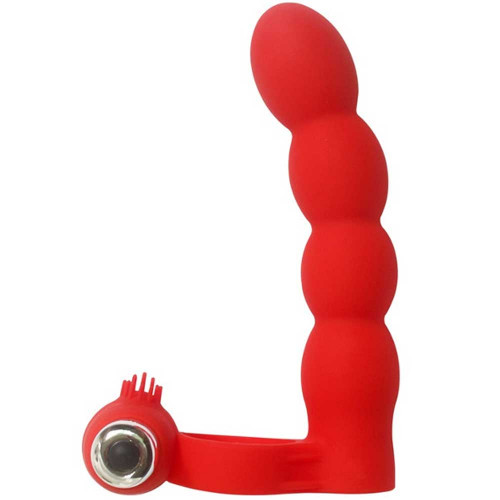 Silicone Trinity Fun Bead Red Penise Geçirmeli Çift Taraflı Vibratör ve Anal Penis