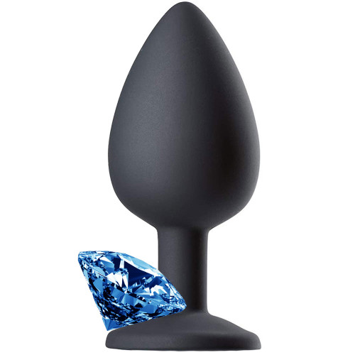 Erox Safe Body Black Silicone Small Mavi Taşlı Silikon Anal Plug