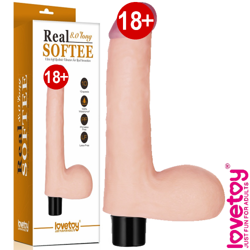 Lovetoy Real Softee Ultra Yumuşak Gerçekçi Testisli Titreşimli Penis 20 cm